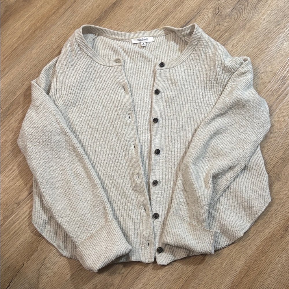 Madewell Cozy Beige Button-Up Cardigan